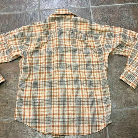 Van Heusen Vintage shirt L western board button down graytan plaid winter weight - Picture 7 of 7